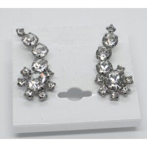 Vintage Coro Rhinestone Earrings Clip On Mid Century 1950s  Lot C